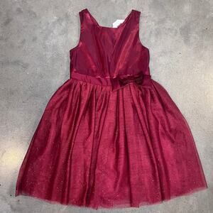H&M Red Burgundy formal sparkly formal event dress satin top tool skirt girl 6-7